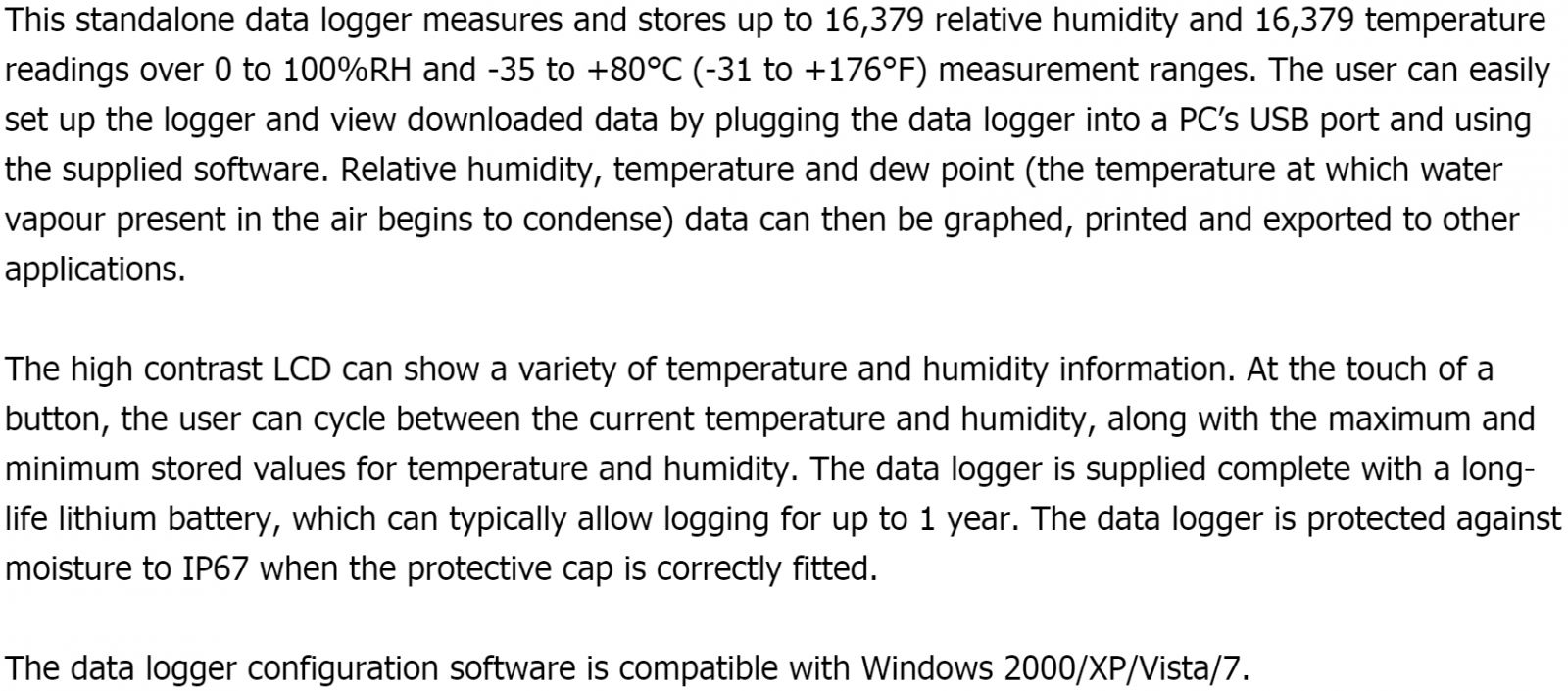 אוגרי נתונים LASCAR DATA LOGGER EL-USB-2-LCD+